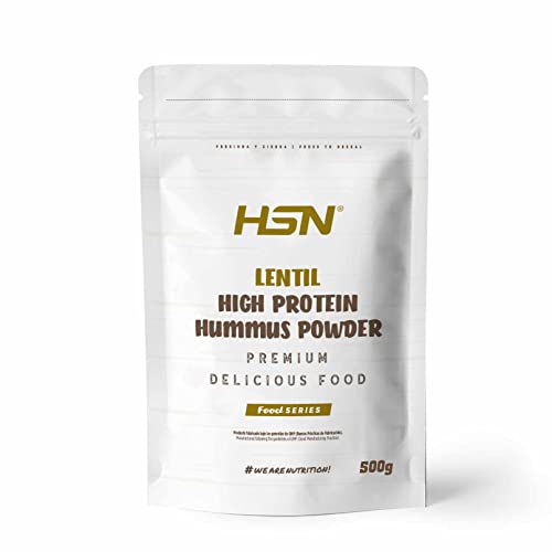 Hummus en Polvo de HSN | Hummus de Lenteja 500 g = 17 Tomas por Envase de Hummus Proteico con Proteína de Lenteja (ALTO en proteínas) | No necesita Refrigeración | No-GMO, Vegano, Sin Gluten
