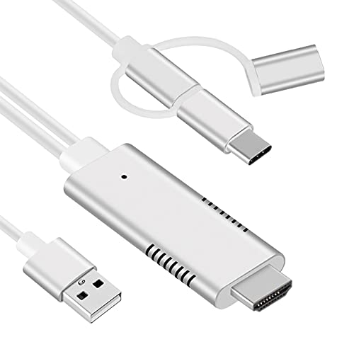 MHL HDMI Cable, Tihokile 1080P USB C/Micro USB a HDMI, Cable Adaptador para Tableta de Teléfono a Monitor de Proyector de TV Compatible con Huawei/Samsung Galaxy Note/Sony， 1.8M