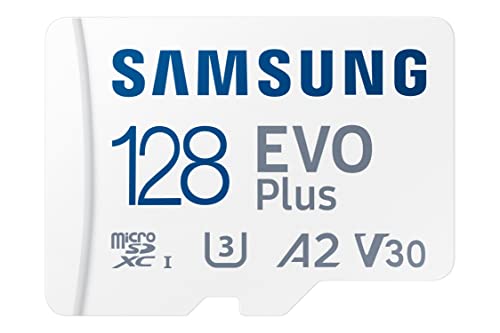 Samsung - Tarjeta de Memoria microSD EVO Plus (128 GB, SDXC U3, Clase 10, A2, 130 MB/s, con Adaptador versión 2021 (MB-MC128KA/EU)