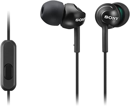 Sony MDR-EX110AP - Auriculares in-ear (con micrófono, control remoto integrado), Color negro, Alámbrico