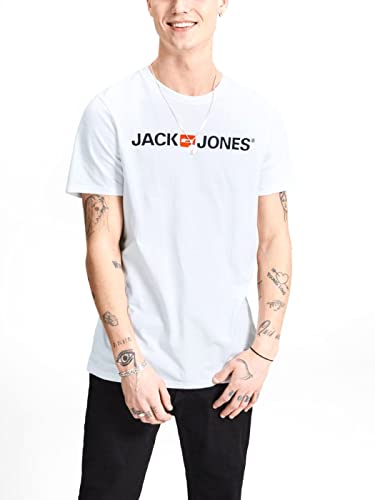 Jack & Jones Jjecorp Logo tee SS Crew Neck Noos Camiseta, Blanco (White), L para Hombre