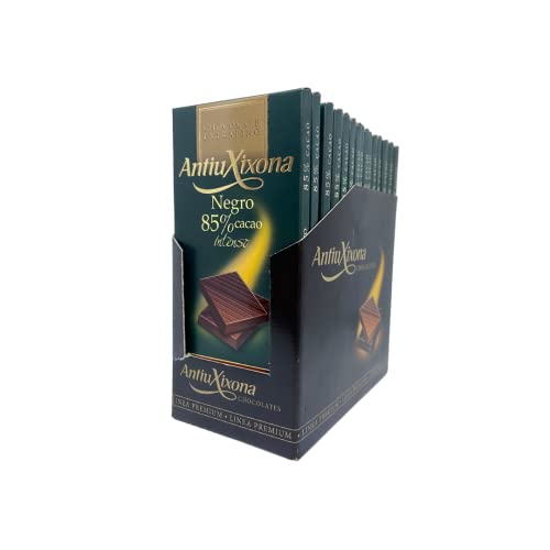 Antiu Xixona Chocolates Premium - Pack 15 (15x100g) Chocolate Negro 85% Cacao - Sin Gluten - Sabor y Aroma Intenso - Chocolate Negro - Alto porcentaje de Cacao - Extrafino