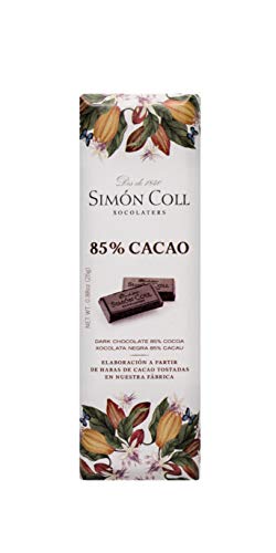 CHOCOLATES SIMÓN COLL - Pack 14 Chocolatinas de Chocolate Negro 85% Cacao (25gr x unidad) – Sin Gluten