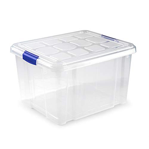 Plastic Forte - Caja de ordenación nº 2,con Capacidad de 25 litros, sin Ruedas, Especial para la organización del hogar, con Cierres herméticos a los Laterales, Transparente