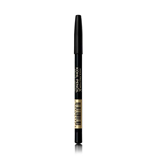 Max Factor Delineador de ojos en lápiz Kohl, 20 negro, fórmula fácil de mezclar, perfecto para maquillaje de ojos ahumados, 4 g
