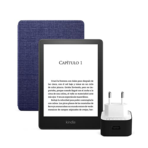 Kindle Paperwhite Essentials Bundle con Kindle Paperwhite (8 GB, sin publicidad), Funda de Tela de Amazon y Cargador Amazon PowerFast (9 W)