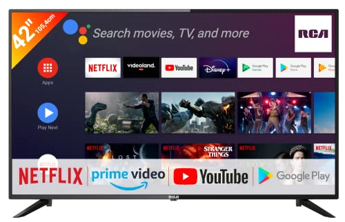 RCA RS42F2 Android TV 106cm (42 Pulgadas) Smart TV con Google Assistant, Chromecast, Netflix, Youtube, Prime Video, Disney+, HDMI, USB, WiFi, Bluetooth, Triple Tuner (DVB-C / -T2 / -S2)