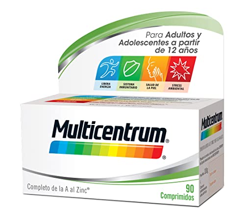MULTICENTRUM, Complemento Alimenticio Multivitamínico y Multimineral para Adultos y Adolescentes, Sin Gluten, 90 Comprimidos