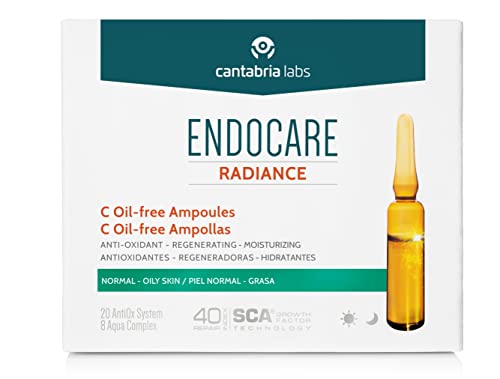 Endocare Radiance C Oil-free - Ampollas Faciales Antiedad, Regeneradoras y Antioxidantes de Alta Tolerabilidad, para Pieles Normales y Grasas, 10 Unidades