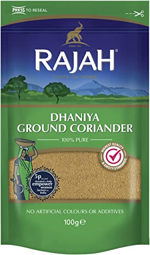 Rajah Cilantro molido - Dhaniya Ground Coriander - Mezcla de especias indias para numerosos platos 100 g