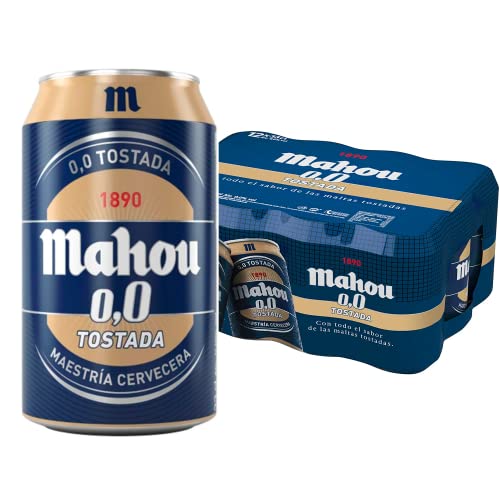 Mahou 0,0 Tostada - Pack de 12 x 330 ml, Total: 3.96 L - 0.0 % Volumen de Alcohol