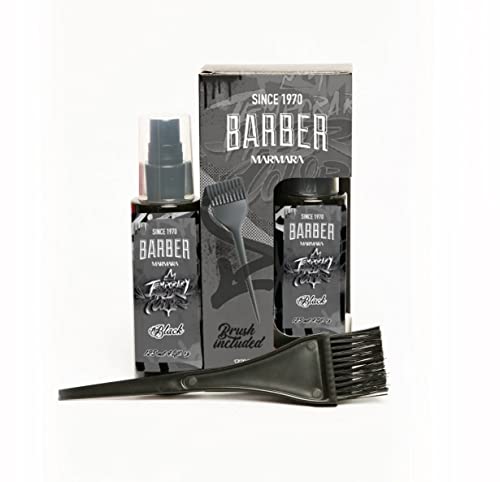BARBER MARMARA Temporary Hair Color Negro 125 ml/bigote barba y pelo color/elimina el gris para un aspecto más grueso y completo, libre de amoníaco y peróxido, mezcla lista
