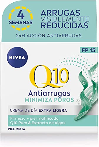 NIVEA Q10 Power Antiarrugas Cuidado de Día (1 x 50 ml), crema facial antiarrugas para piel mixta, crema hidratante con protector solar 15, crema antiedad