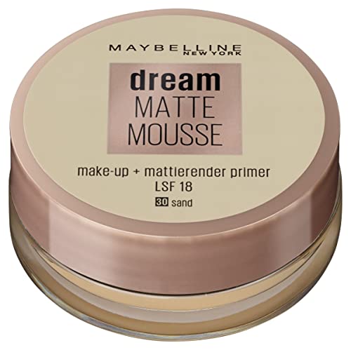 MAYBELLINE Maquillaje Sueño Mate, Mousse Nueva York, Color 30 Sand, 1 Unidad (Paquete de 1)