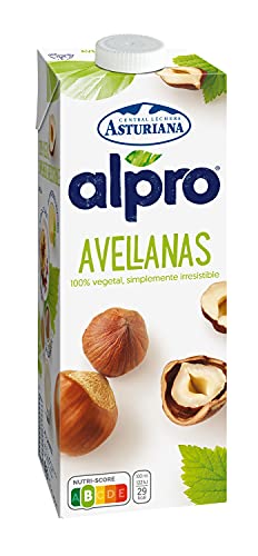 Alpro Central Lechera Asturiana - Bebida de Avellana, 100% Vegetal, Baja en Grasas con Calcio, Apta para Veganos, Brik de 1 litro - 1 x 1000ml