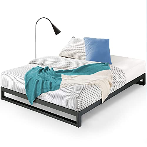 ZINUS Trisha Estructura de cama metálica de 18 cm, Base para colchón, Somier de láminas de madera, 150 x 190 cm, Negro