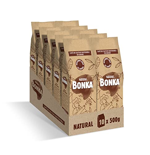 Bonka Café Tostado Grano Natural, 500 g - 10 Paquetes