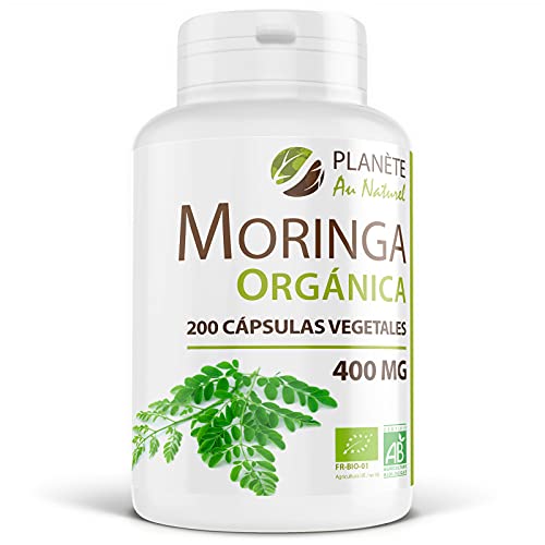 Moringa Oleifera Orgánica - 400 mg - 200 cápsulas vegetales