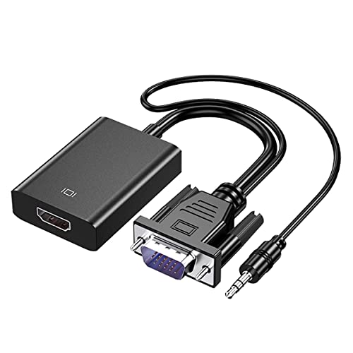 SZJUNXIAO VGA a HDMI Adaptador con Audio y Cable de alimentación, VGA to HDMI Convertidor 1080P@60Hz Adaptador VGA a HDMI Compatible con VGA Macho y HDMI Hembra para proyectores de TV Monitores