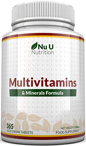 Multivitaminas y Minerales - 365 Comprimidos Vegetarianos - 24 Vitaminas y Minerales - Complejo Vitamínico - Multivitaminico para Hombre y Mujer - 1 Año de Suministro