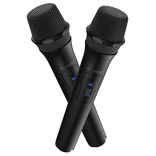 Lioncast Microfonos Inalambricos - Micrófono de Karaoke Bluetooth Compatible con Ps5, Ps4, Ordenador, Wii, Xbox, Consola de Juegos Nintendo Switch - Grabador de Voz, Equipo de Canto - Juego de 2