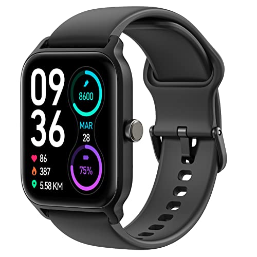 Reloj Inteligente Mujer Hombre, Smartwatch Alexa Incorporada TOOBUR 1.8' Pantalla IP68 Impermeable con Llamada, Seguimiento del Frecuencia Cardíaca/Oxígeno en Sangre/Sueño para Android iOS