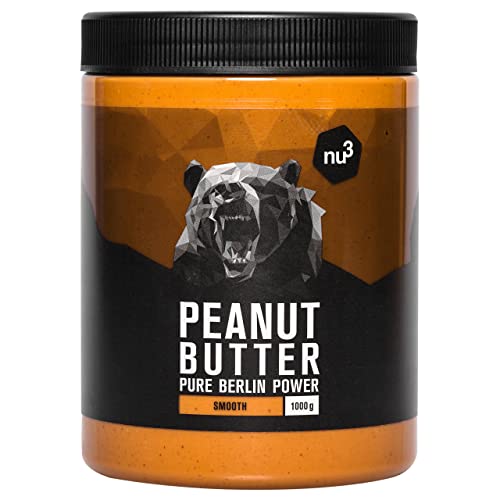 nu3 Crema de cacahuete natural - 1 kg Peanut Butter pura - 100% Mantequilla de cacahuete sin azúcar - Sin aceite de palma y sin conservantes artificiales - Con 21g de proteínas por cada 100 g