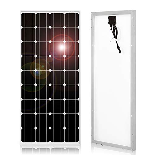 DOKIO Panel Solar Monocristalino 100W 12V,ALTA EFICIENCIA,ROBUSTO para carga de batería CASA RV