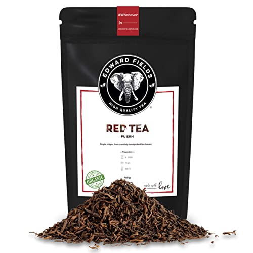 Edward Fields Tea ® - Té Rojo Pu Erh orgánico a granel de origen único Yunnan, China. Té bio recolectado a mano con ingredientes naturales y ecológicos, 100g. (Original)