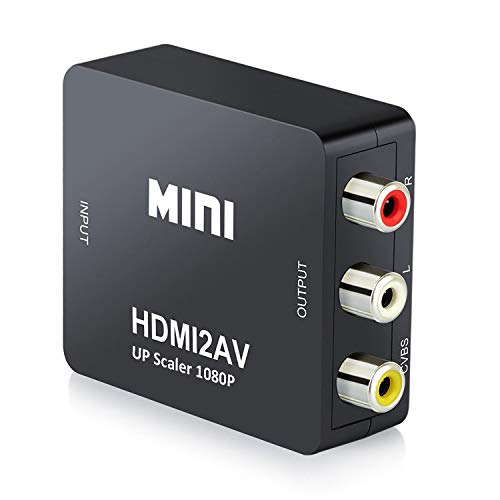 Convertidor HDMI a RCA, QGECEN Adaptador HDMI a AV de Audio y Video Soporte PAL/NTSC con Cable de Alimentación USB para Xbox 360, Playstation 3/4, Reproductor Blu-ray, Android TV Box, Fire Stick, Roku