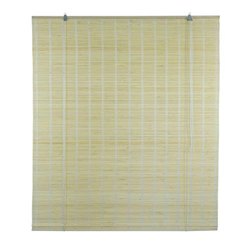 Solagua 6 Modelos 14 Medidas de estores de bambú Cortina de Madera persiana Enrollable (110 x 135 cm, Natural)
