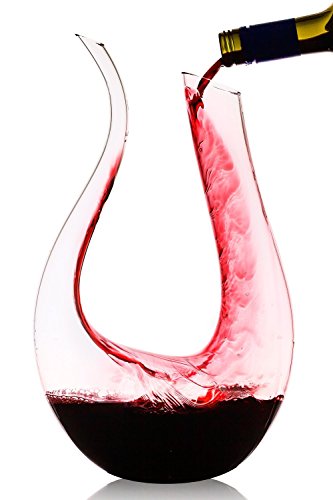 Decantador Jarra de cristal,Decantador de Vino Cristal,Aireador de Rojo Vino,Handmade Aireador de Vino,1200ml