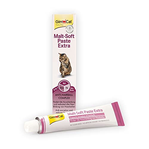 GimCat Malt-Soft Extra, pasta con malta- Anti-Hairball snack para gatos favorece la excreción de bolas de pelo - 1 tubo (1 x 200 g)