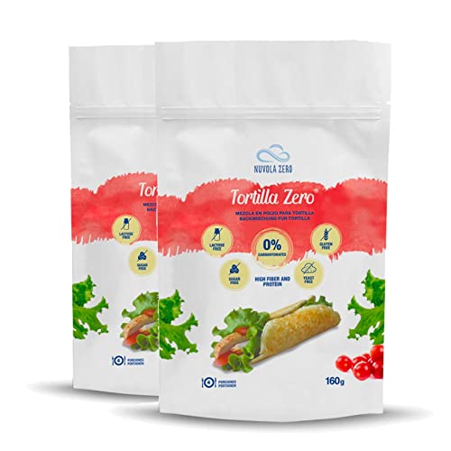 Nuvola Zero - Preparado para Tortilla en Polvo, 320g x 8 Tortillas Proteicas Sin Carbohidratos, Sin Gluten, Sin Lactosa, Sin Azúcar, Sin Levadura, Made in Italy