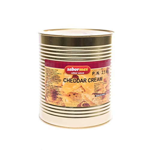 SABORMEX Cheddar Cream 2,5 kg Salsa de Queso Cheddar para Nachos Salsa de Cheddar para Dipear y de Mesa Cremosa Lata Grande de Salsa de Queso Cocina Tradional Mexicana