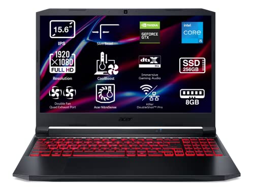 Acer Nitro 5 AN515-56 - Ordenador Portátil Gaming 15.6' Full HD LED, Gaming Laptop (Intel Core i5-11300H, 8 GB RAM, 256 GB SSD, NVIDIA GeForce GTX 1650, UEFI Shell), PC Portátil Negro