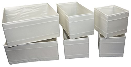Ikea – Conjunto de 6 Cajas de almacenaje SKUBB en 3 tamaños – Color Blanco