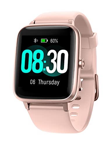 GRV Smartwatch, Pulsera Actividad Inteligente IP68 Impermeable Reloj Inteligente Mujer Hombre con Pulsómetro Monitor de Sueño Podómetro Notificación de Mensajes Reloj Deportivo (Rosa)