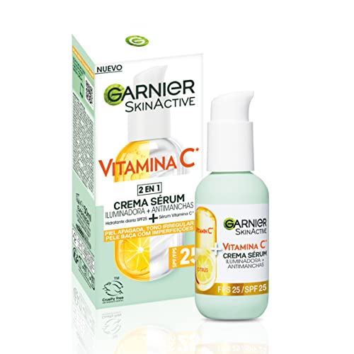 Garnier, Sérum Facial Iluminador y Anti Manchas 2 en 1, Con 20% Vitamina C y SPF25, No graso, Clínicamente probado, 50 ml