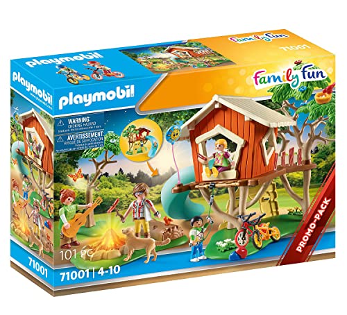 PLAYMOBIL Family Fun 71001 Aventura en la Casa del Árbol con tobogán, Fogata LED, Juguetes para niños a partir de 4 años