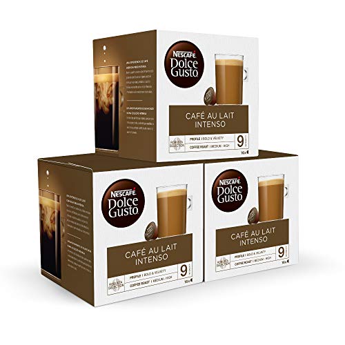 Nescafé DOLCE GUSTO CAFÉ CON LECHE INTENSO - paquete de 3 cajas de 16 cápsulas = 48 cápsulas