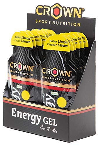Crown Sport Nutrition Gel Energético - con o sin Cafeína - 12 unidades Carbohidratos en ratio 2:1:1 (Maltodextrina - Dextrosa - Fructosa) Ciclismo Running Deporte Entreno