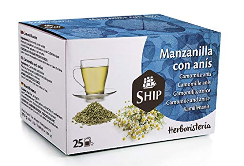 Ship - Té de Manzanilla y Anís en Caja de 25 Unidades - Aporta Bienestar y Tranquilidad - Contiene Propiedades Digestivas - Sabor Dulce - Infusión Digestiva