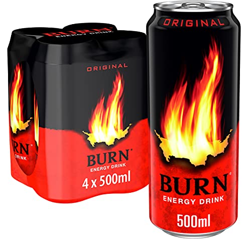 Burn Energy Original Raspberry, Bebida Energética, Pack 4 latas de 500ml