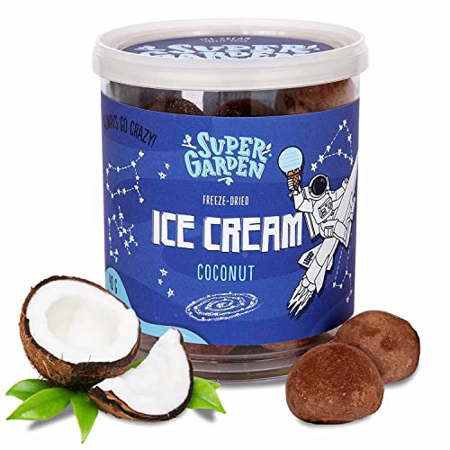 Helado de coco liofilizado - Caramelo liofilizado - Comida deliciosa y deliciosa para astronautas, comida liofilizada, comida para acampar y caramelo liofilizado de Super Garden