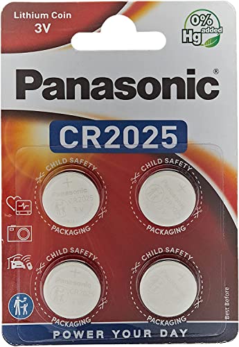 ‎Corp. Panasonic CR2025 Batería de Litio de botón 3 V Pack de 4