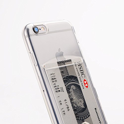 DiiliHiiri Funda Compatible iPhone 6 / 6S con Tarjetero (Silicona Transparente), Carcasa Flexible de TPU para Tarjetas. Diseño Exclusivo