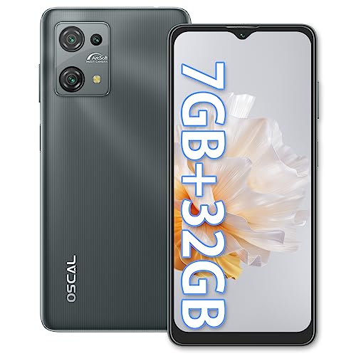 OSCAL C30 Moviles 2023, Telefono Movil Android 12 7GB RAM 32GB ROM y 256GB Expandible con 6.56'' Pantalla HD+, Batería 5180mAh, 12MP+5MP Cámaras, Doble SIM 4G/Face ID/OTG/Type-C (Negro)