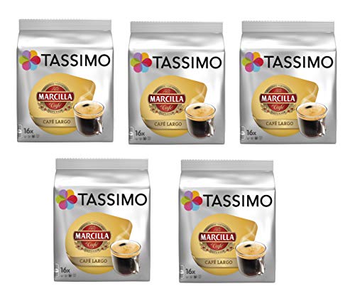TASSIMO Marcilla Café Largo - 5 paquetes de 16 cápsulas: Total 80 unidades