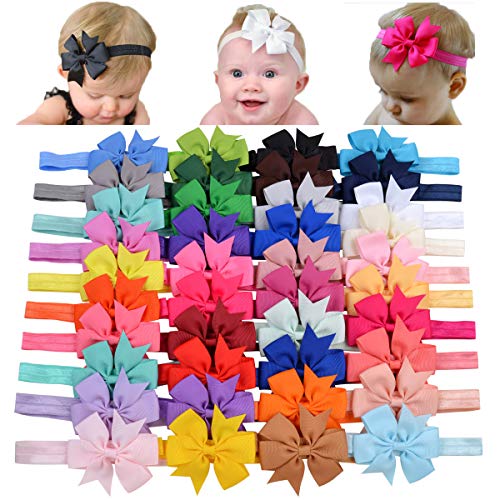 40 cintas para el pelo de lazo de grogrén para niñas de 7,6 cm, accesorios para el pelo para bebés recién nacidos